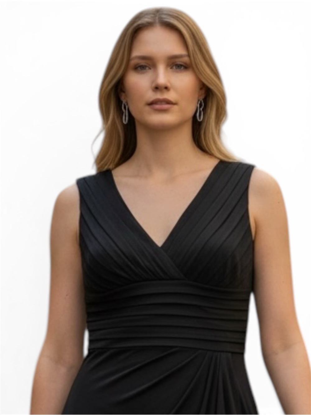 Jones NY Classic V-Neck Black Maxi Wedding Evening Formal Dress Sz 10 EUC - Picture 3 of 14